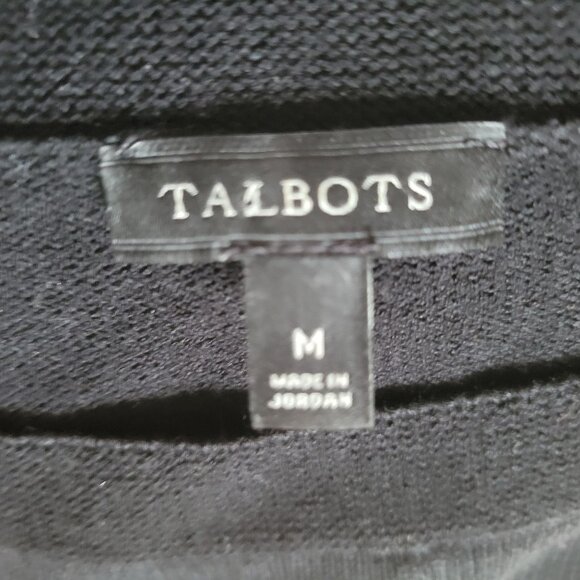 Talbots Womens Black & White Striped 3/4 Sleeve Knit Sweater Top Medium - Picture 3 of 5